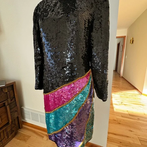 Mob wife glam dress, vintage Scarlet Rage,colorful - Picture 10 of 16